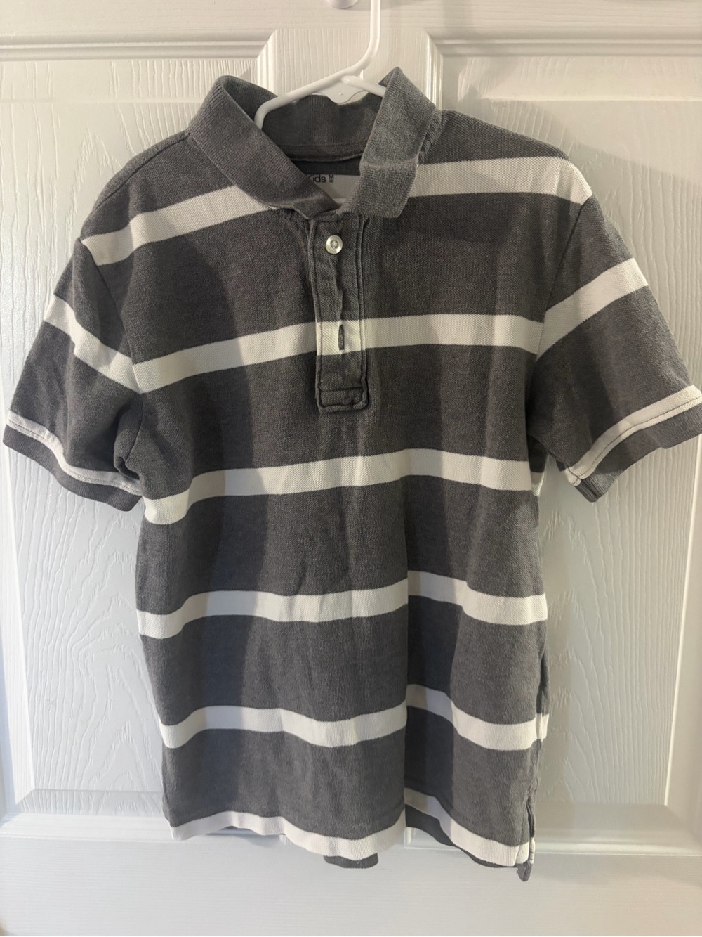 GAP Gray and White Striped Polo Shirt
